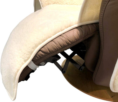 Alpenwolle Sesselschoner Relaxsessel Merino gelockt mit Taschen 100% Wolle Naturweiss
