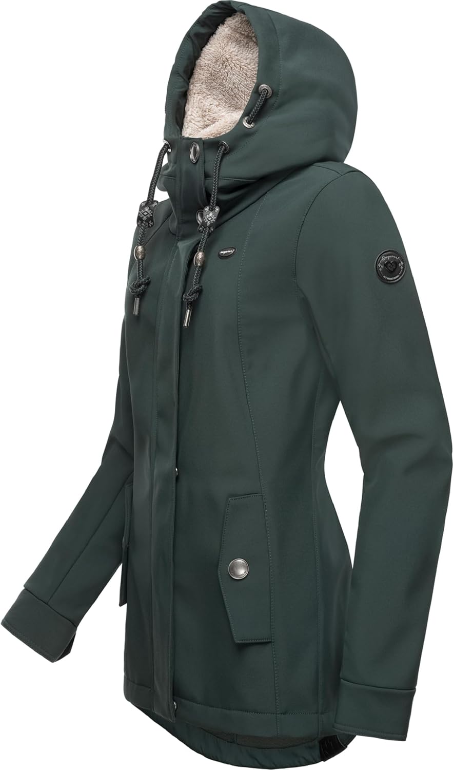 Ragwear Damen Übergangsjacke Softshelljacke wasserdicht atmungsaktiv mit Kapuze Monadde Softshell XS