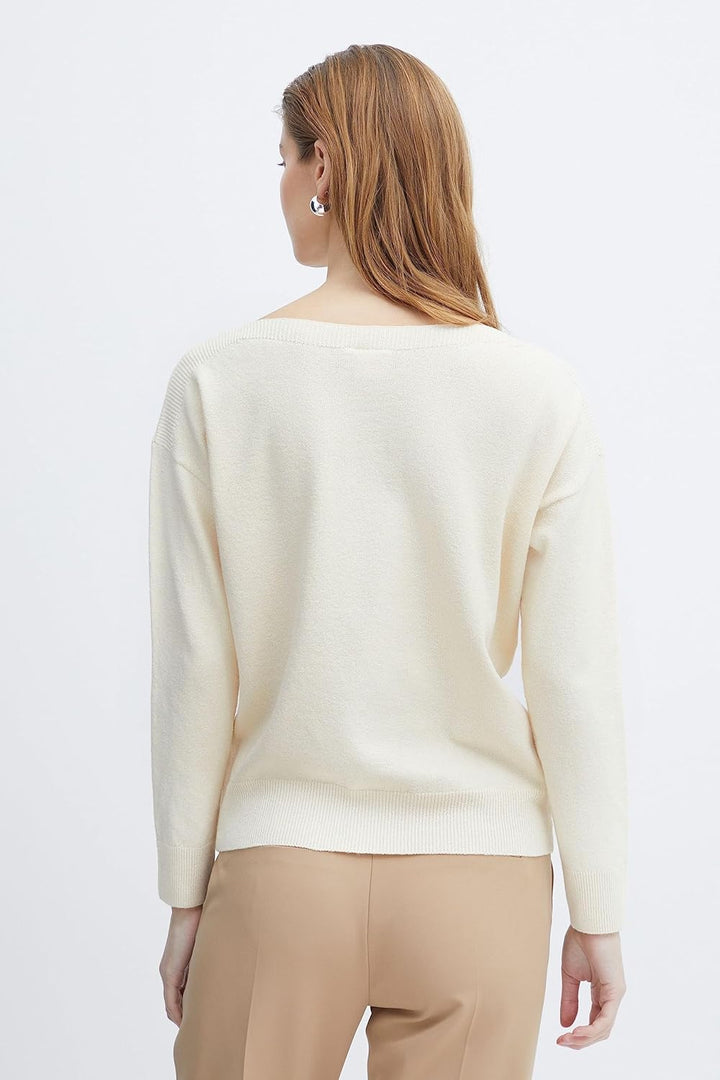 ICHI IHALPA LS2 Damen Strickpullover Feinstrick Pullover Feinstrickpullover U-Bootausschnitt Regular
