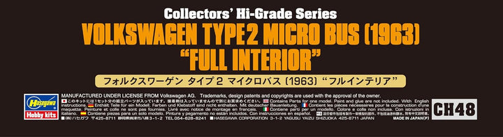 Hasegawa CH48 1/24 Volkswagen T2, 1963, mit Innenausstattung, Mehrfarbig