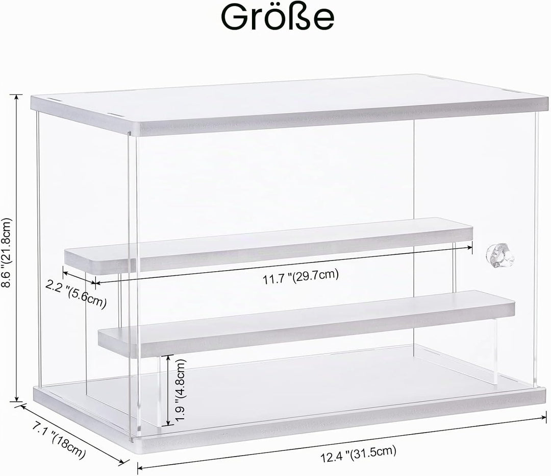 ECOSEAO Acryl Vitrine, transparente Aufbewahrungsbox mit Schiebetür, staubdichter Schutz, Aufbewahru
