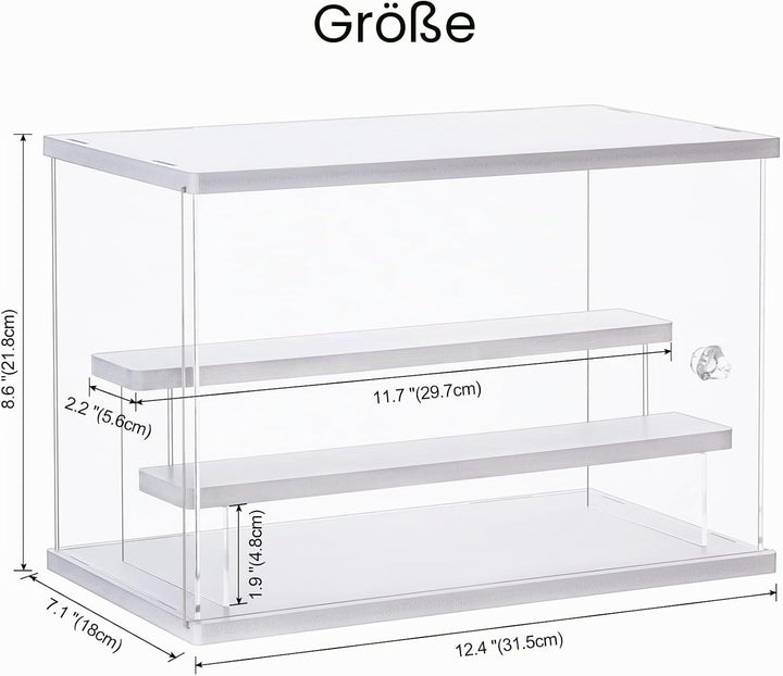 ECOSEAO Acryl Vitrine, transparente Aufbewahrungsbox mit Schiebetür, staubdichter Schutz, Aufbewahru