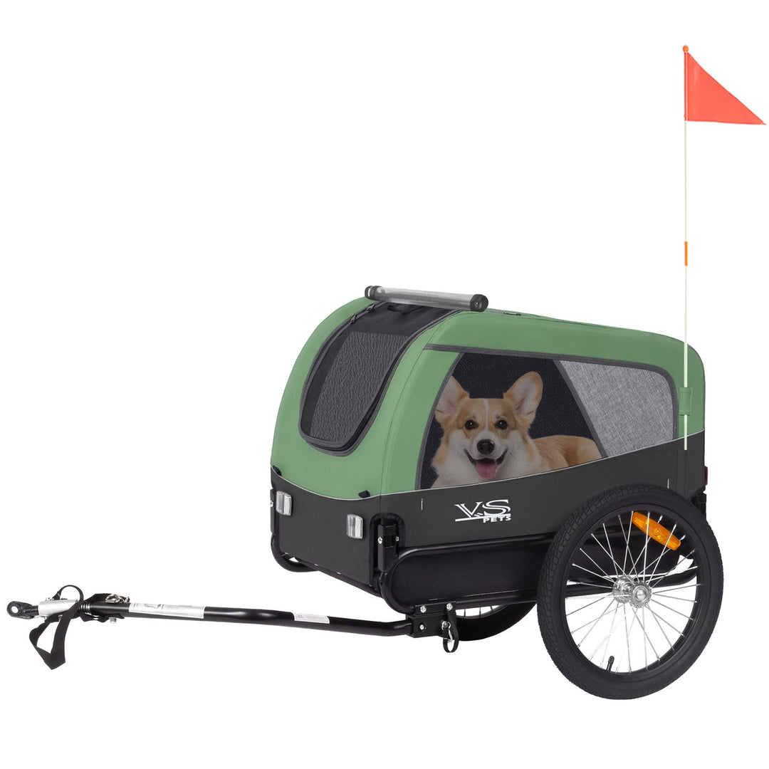 Tiggo VS Pets M Hundeanhänger Fahrradanhänger für Hunde Hundefahrradanhänger 80201 GRÜN, GRÜN