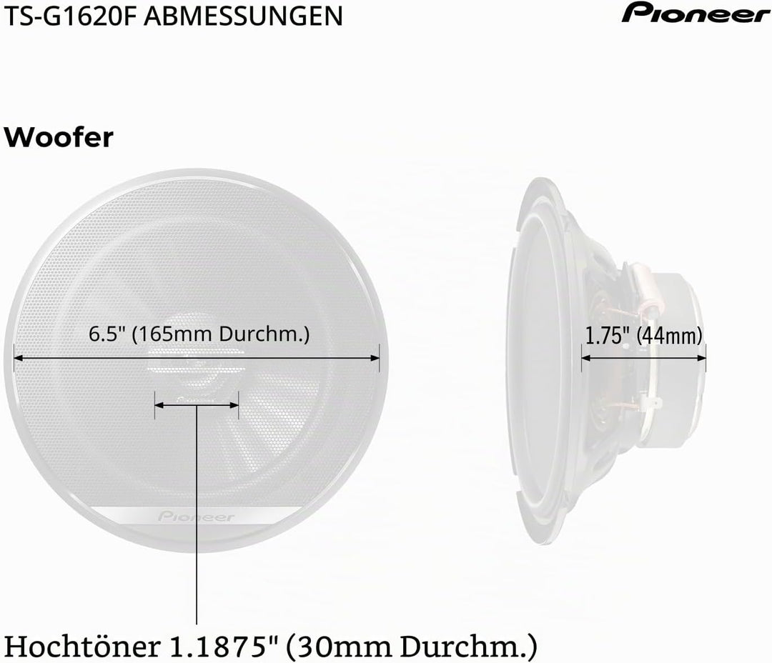 Pioneer TS-G1620F 2-Wege-Koaxial-Lautsprecher, 15,4 cm, 300 W max. / 40 W Nennweite, 32 x 18 x 8,1 c