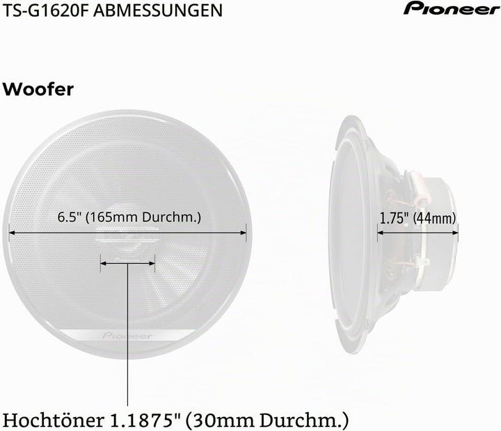 Pioneer TS-G1620F 2-Wege-Koaxial-Lautsprecher, 15,4 cm, 300 W max. / 40 W Nennweite, 32 x 18 x 8,1 c