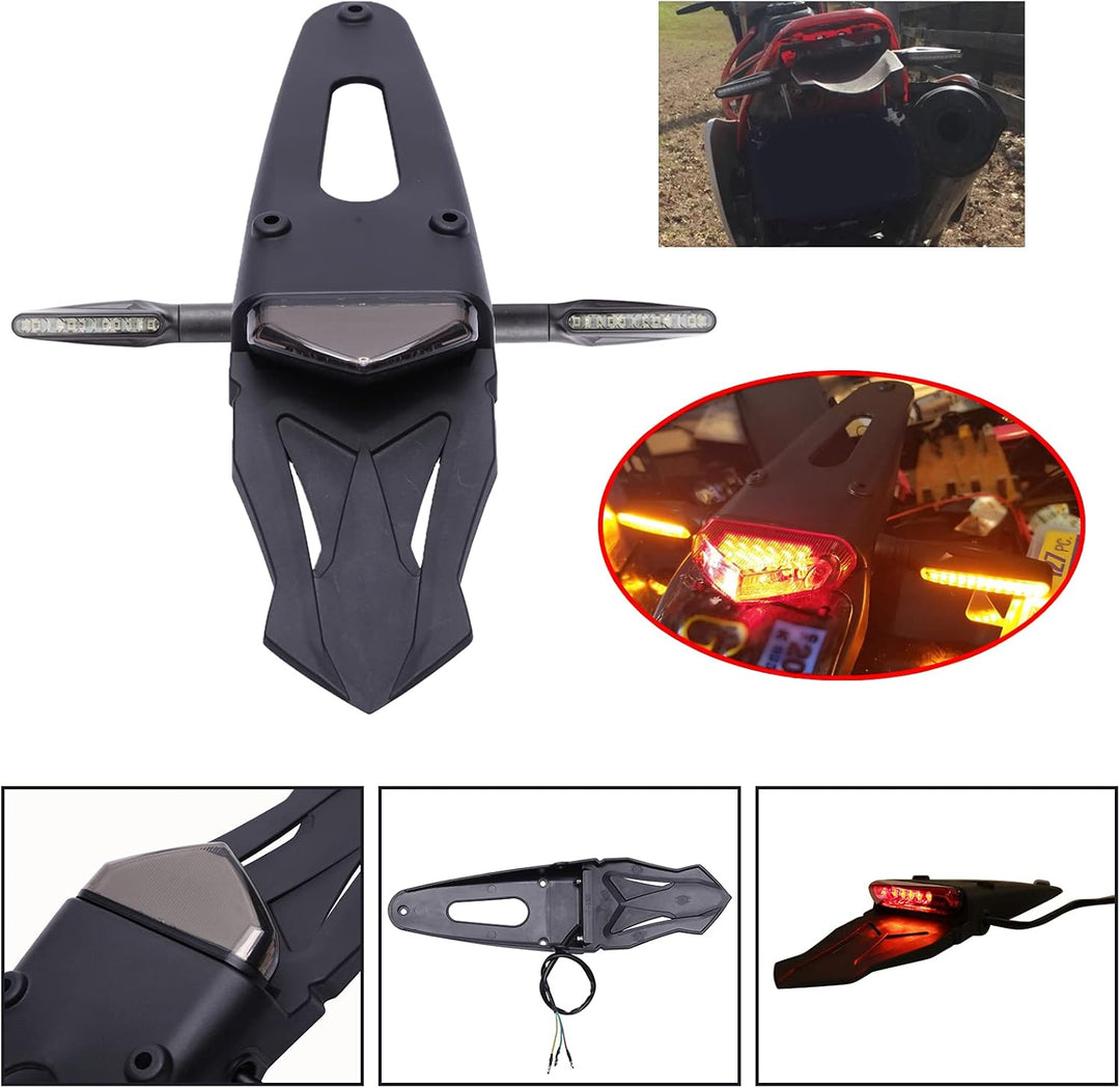 JMTBNO Motorrad Rear Fender Heck Rücklicht mit LED Blinker Licht Motorrad Bremslicht mit Halterung 1
