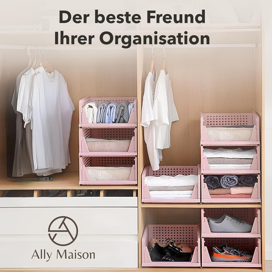 Schrank Organizer 3er Set (Faltbar & Stapelbar) – Kleiderschrank Organizer Boxen, platzsparende Aufb