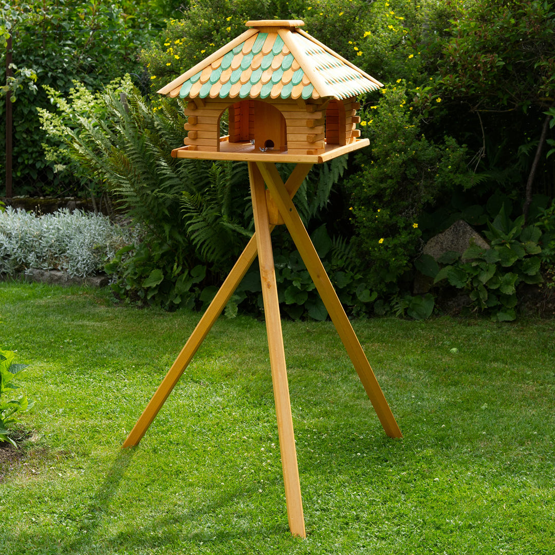 Luxus Vogelhaus Vogelhäuschen super Blickfang mit und ohne Ständer (grün, mit Ständer)