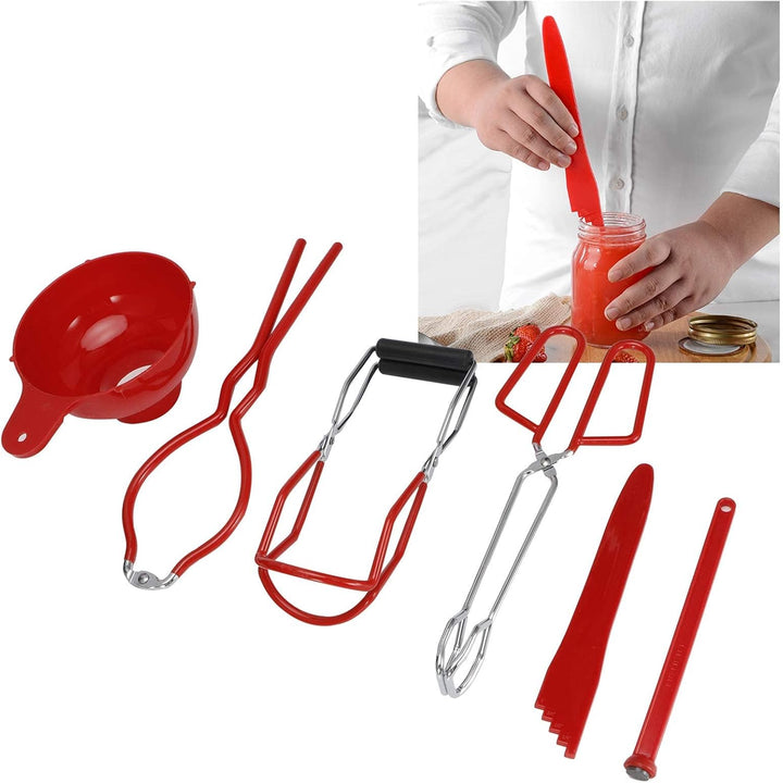 Einmachset 6teilig, Lebensmittelzange, Glasschlüssel, Magnetdeckelheber, Messgerät, Jar Lifter, Tric