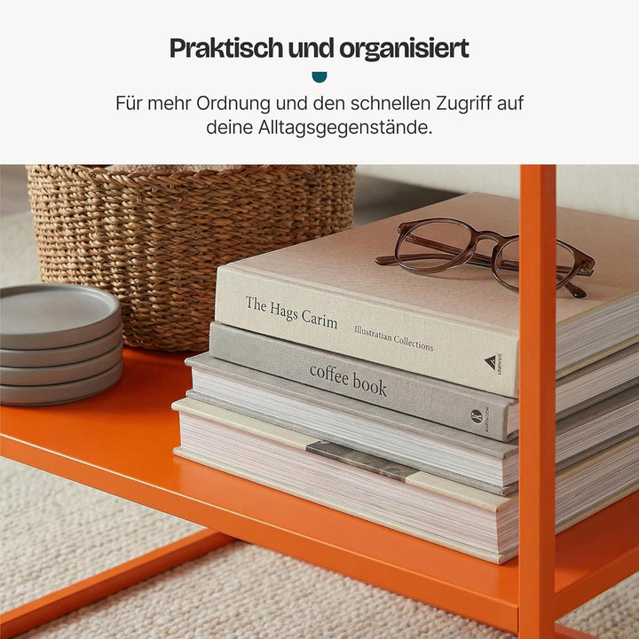 [en.casa] Couchtisch Solund Beistelltisch Metall Orange Wohnzimmertisch mit Stauraum 90 x 60 x 45 cm