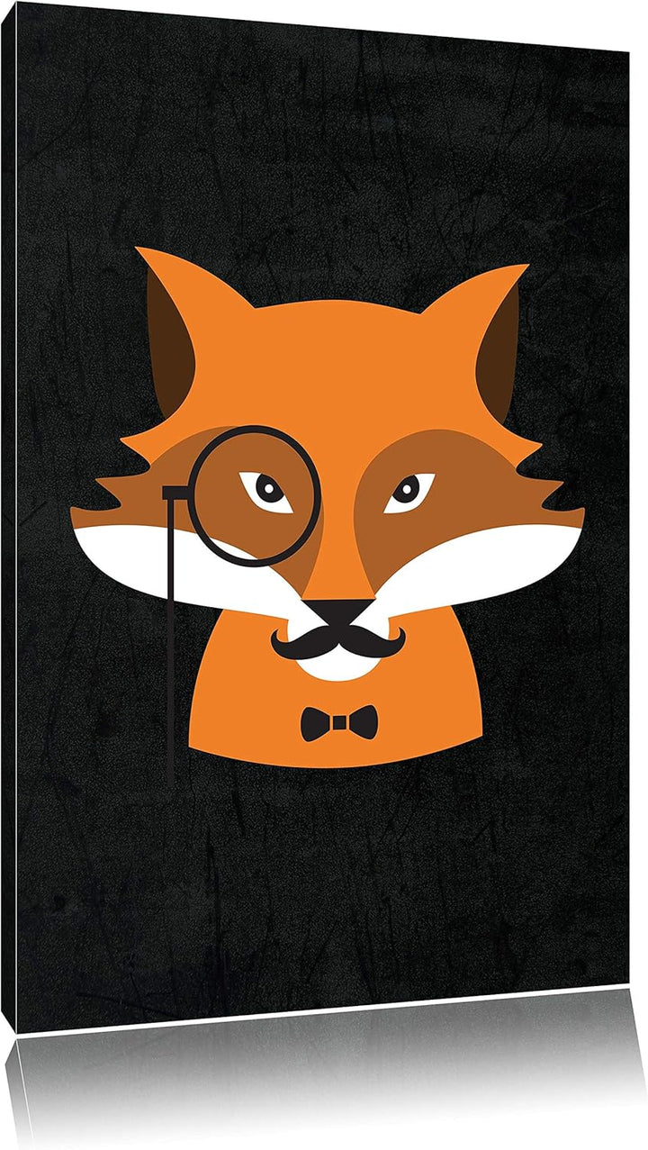 Pixxprint Hipster Fuchs als Leinwandbild/Grösse: 100x70 / Wandbild/Kunstdruck/fertig bespannt 70x100