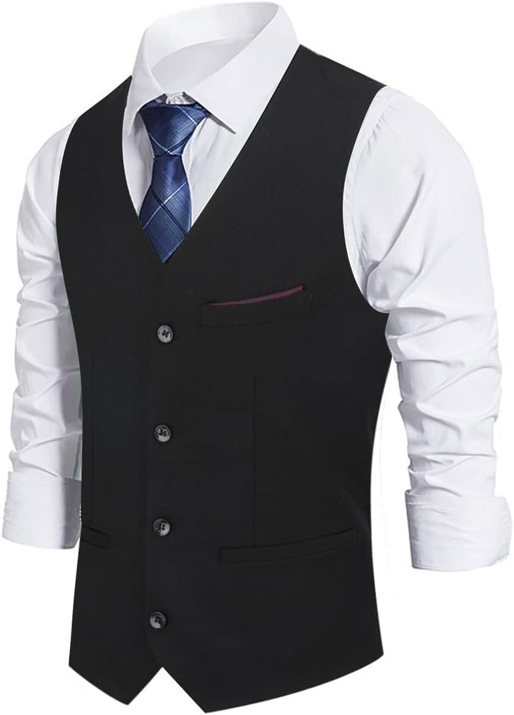 Allthemen Herren Weste Slim fit V Ausschnitt Anzugweste Ärmellose Westen für Business Hochzeit M #92