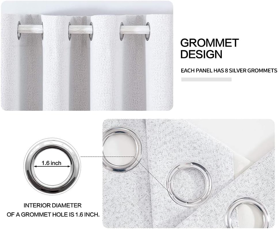 MIULEE Verdunklungsvorhänge mit ösen Gardinen Leinenoptik 2er Set 160 x 140 cm Grau Weiss Vorhang Bl