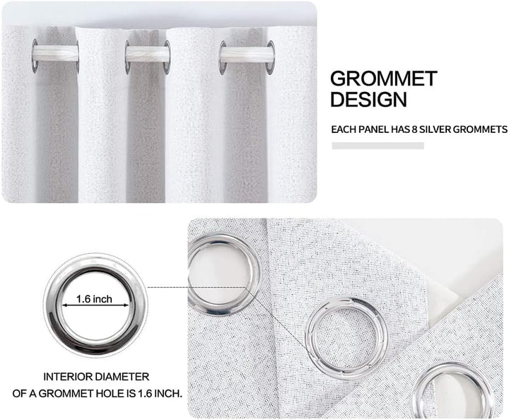MIULEE Verdunklungsvorhänge mit ösen Gardinen Leinenoptik 2er Set 160 x 140 cm Grau Weiss Vorhang Bl