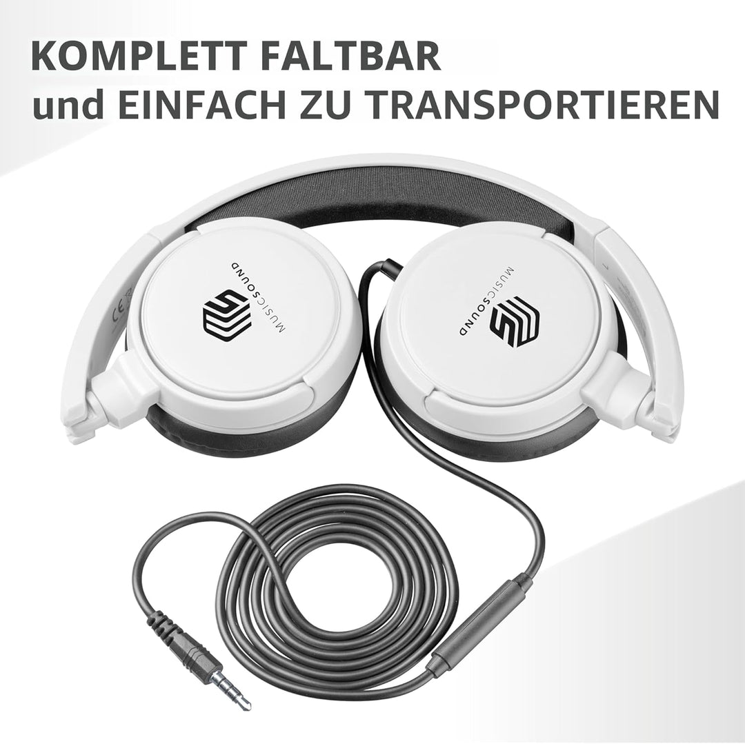 Music Sound | Bügelkopfhörer mit Kabel Over Ear Basic | On-Ear-Kopfhörer Faltbarer Kopfbügel mit 1,2