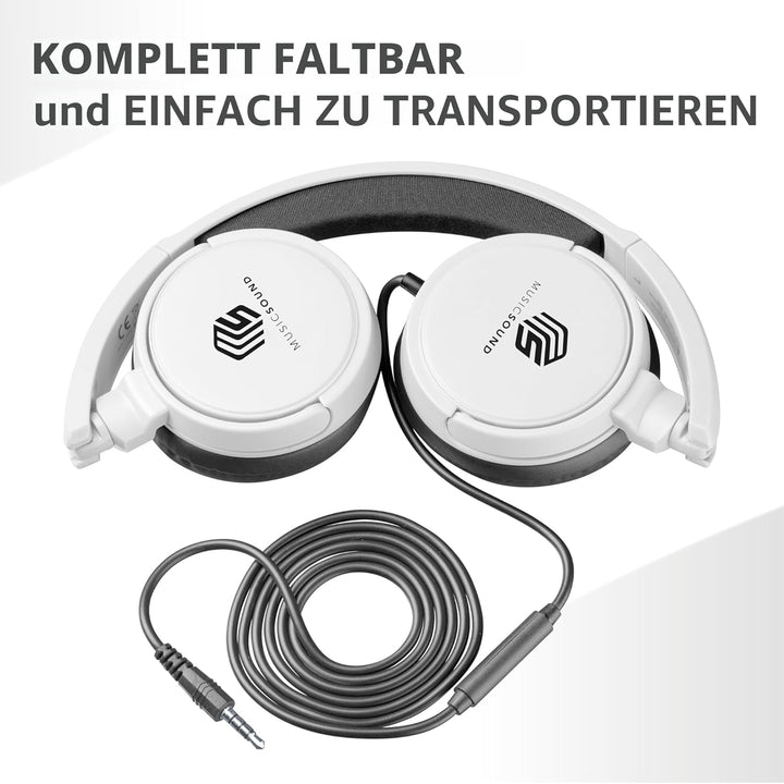 Music Sound | Bügelkopfhörer mit Kabel Over Ear Basic | On-Ear-Kopfhörer Faltbarer Kopfbügel mit 1,2