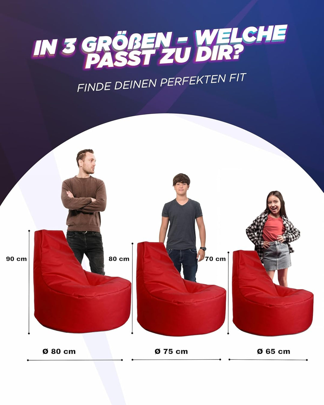 PATCH HOME Gamer Sessel mit Reissverschluss Lounge Kissen Sitzsack Sitzkissen Bean Bag In & Outdoor