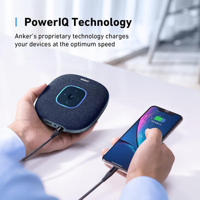 Anker PowerConf S3 Bluetooth Konferenzlautsprecher, 6 Mikrofone, smarte Tonaufnahme, 24 Std Akku, So