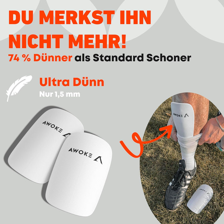 AWOKE® Anpassbare Schienbeinschoner Fussball Herren – Mini Schienbeinschoner für Fussball – Schienbe