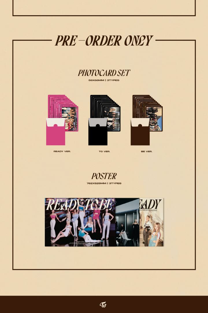 TWICE READY TO BE 12th Mini Album CD+POB+Folding poster on pack+Photobook+Postcard+Message photocard