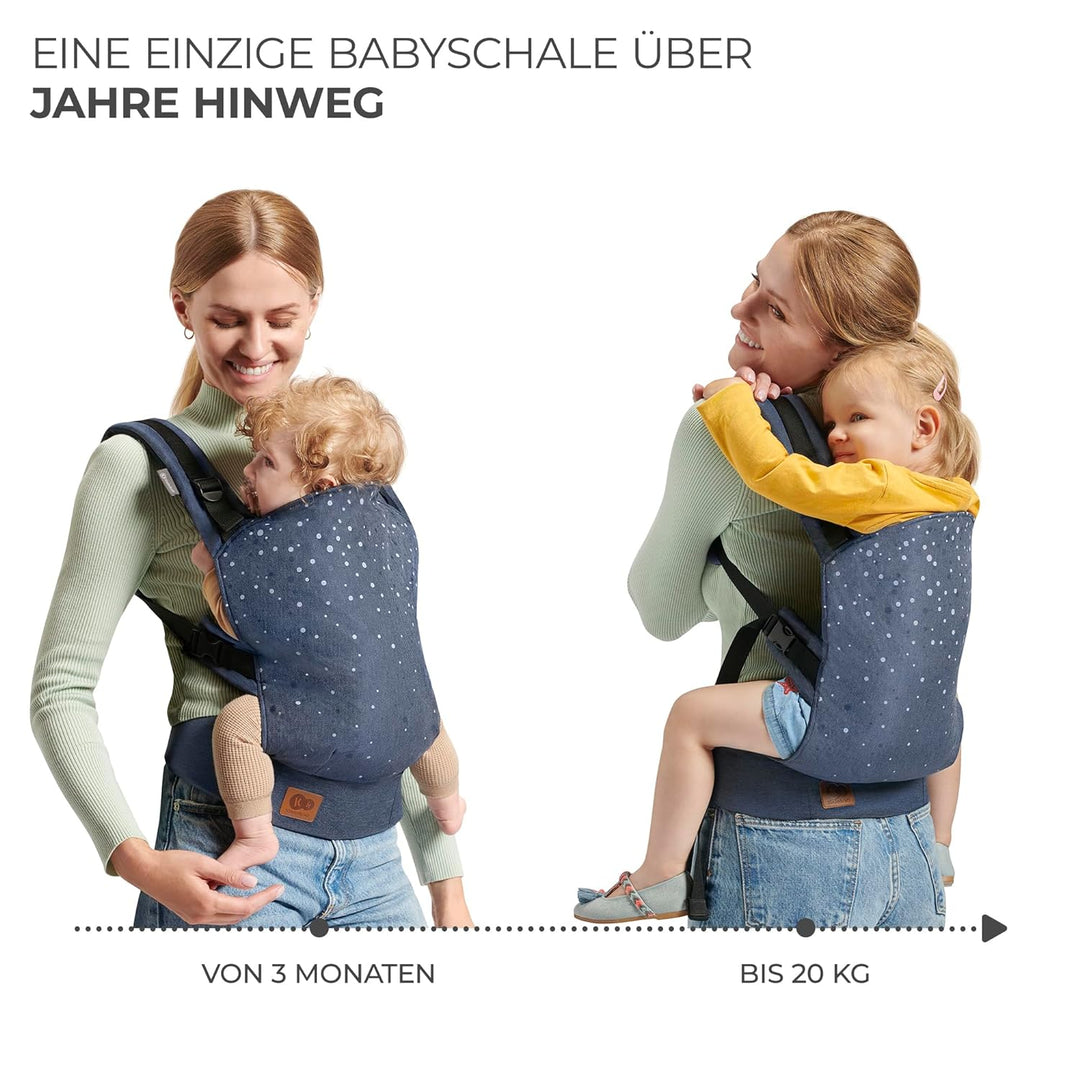 Kinderkraft Babytrage NINO CONFETTI, Rückentrage, Bauchtrage für Säuglinge und Kleinkinder, Baby Car