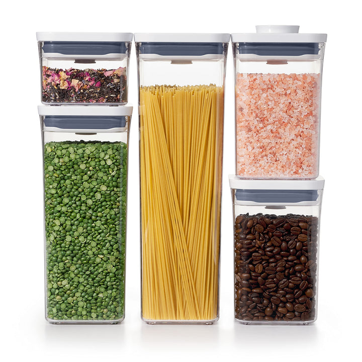 OXO 11235900 Good Grips Pop-Behälter-Set, 5-teilig, Kunststoff, weiss Container Set, Container Set