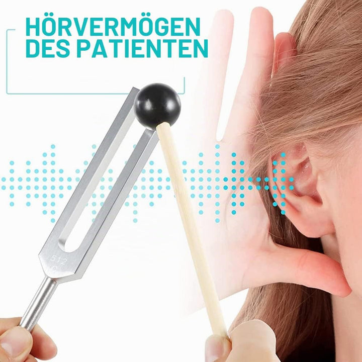 Stimmgabel,Stimmgabel Neurologie, 10er Set mit Sockel + 2 Silikonhämmer und Reinigungstücher, Ideale