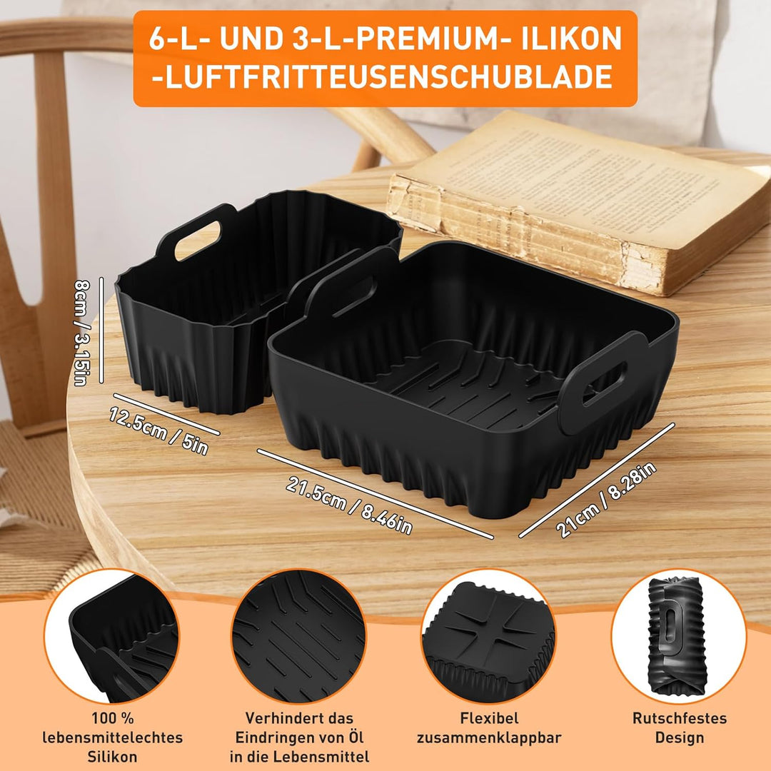 12 Stück Airfryer Zubehör für Philips Airfryer Dual Basket 3000/5000-Serie 6L/3L,Heissluftfritteuse