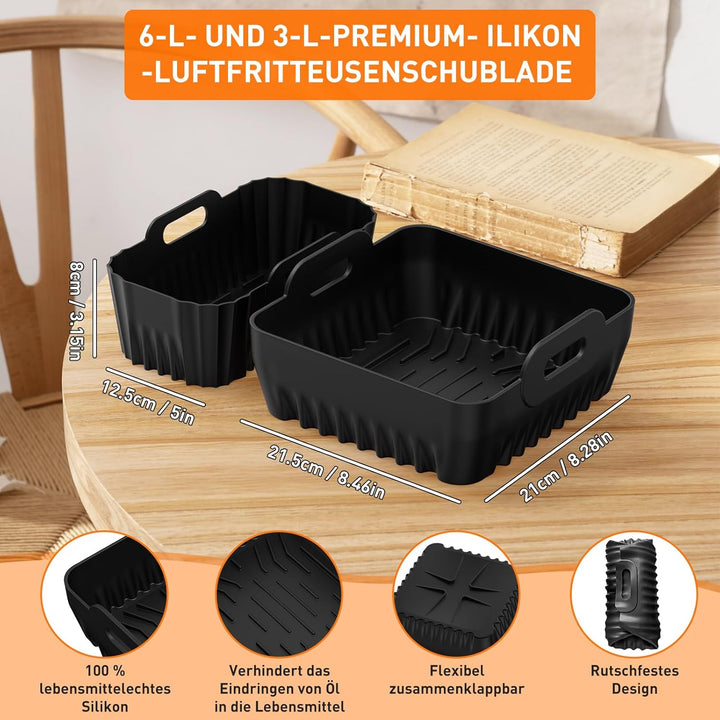 12 Stück Airfryer Zubehör für Philips Airfryer Dual Basket 3000/5000-Serie 6L/3L,Heissluftfritteuse
