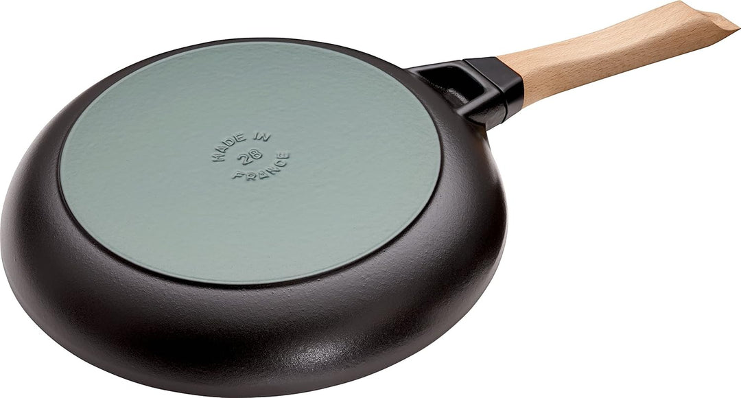 STAUB Gusseisen Pfanne mit Holzgriff, 28 cm, Induktionsgeeignet, Schwarz Schwarz 28 cm, Schwarz 28 c