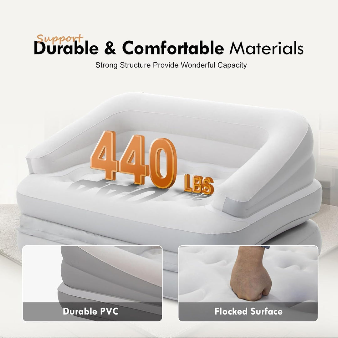 Aufblasbare Couches Schlafsofa, beflockte Luftmatratze Bett mit Armlehne, Doppelgrösse