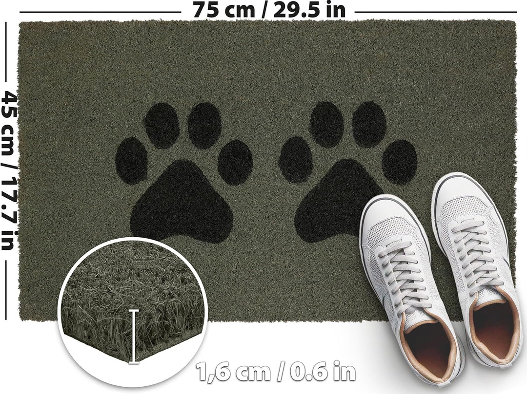 BRUBAKER Fussmatte für Aussen und Innen - Pfoten - 45 x 75 cm Hunde und Katzen Schmutzfangmatte aus