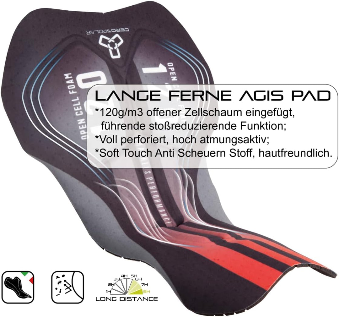 CEROTIPOLAR Radhosen für Herren, Lange Polsterung, Fahrrad-Bib-Shorts UPF50+ L Black-7, L Black-7