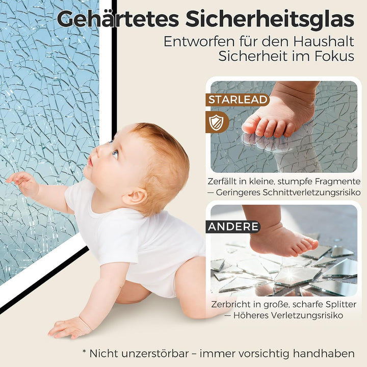 STARLEAD 80x60cm Schwarz LED-Badezimmerspiegel-mit-Beleuchtung und Bluetooth, Entfoggen, Dimmbar, 3