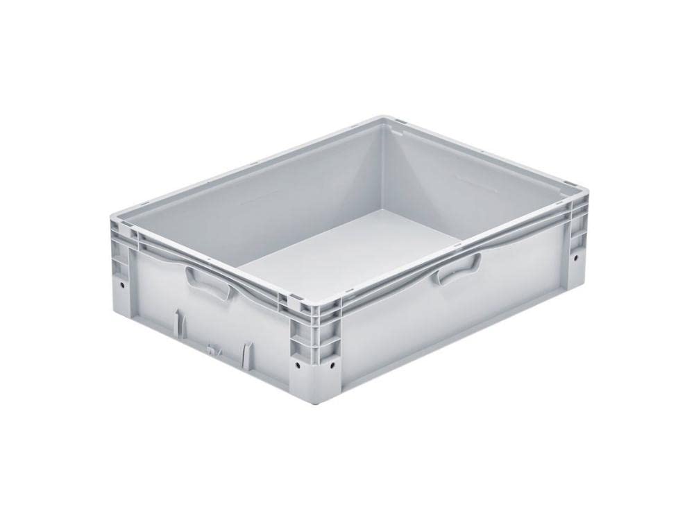 PROREGAL Euro-Norm Grossbehälter | HxBxT 22x60x80cm | 91 Liter | Glatter Boden | Grau | Eurobehälter