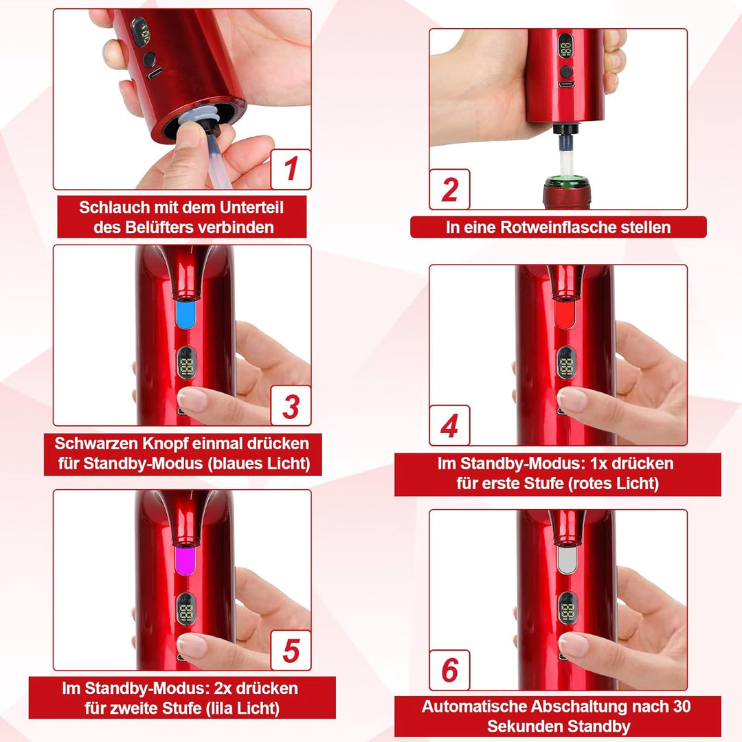 Cosyall Elektrischer Wein Dekanter, Automatischer und Tragbarer Weinbelüfter, Dosierbarer Weinspende