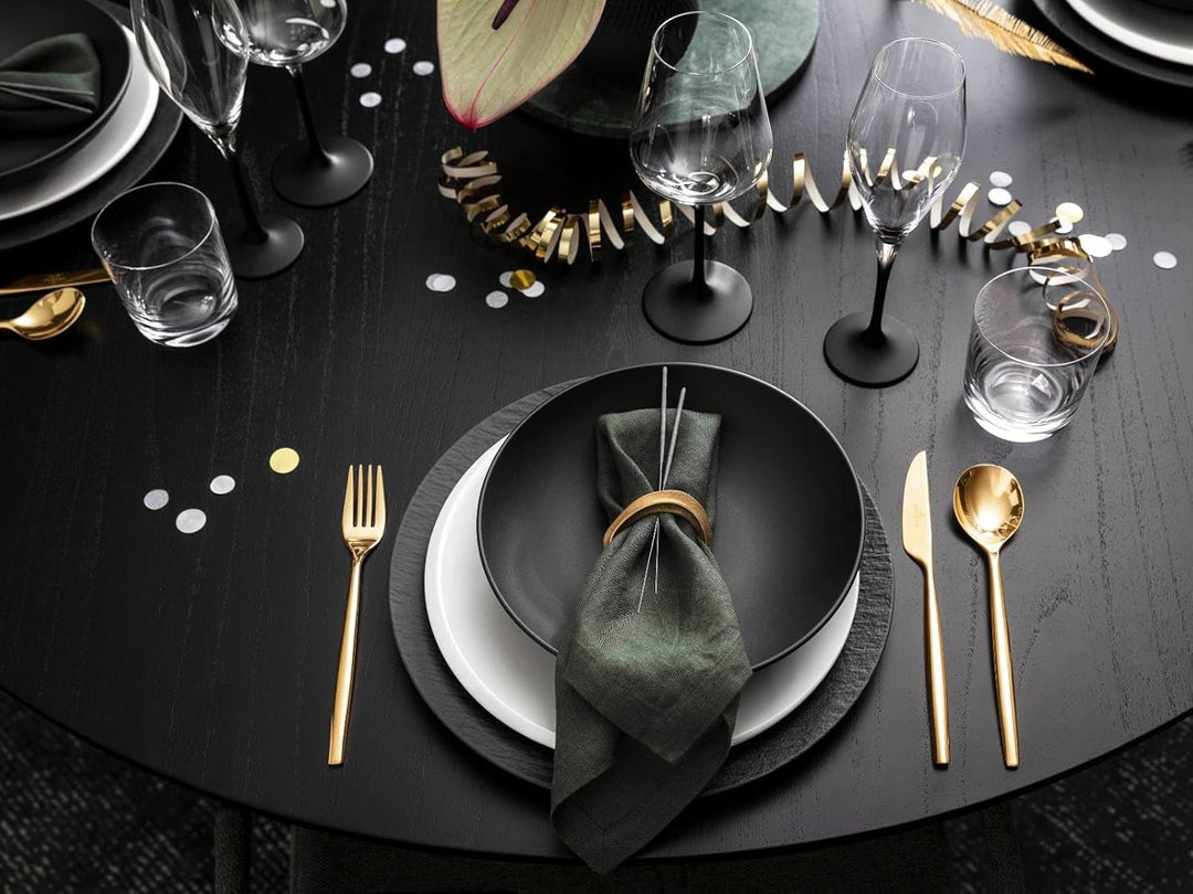 Villeroy & Boch - Manufacture Rock Schale flach, 6 Stück, 1100 ml, 23 cm, Premium Porzellan, spülmas