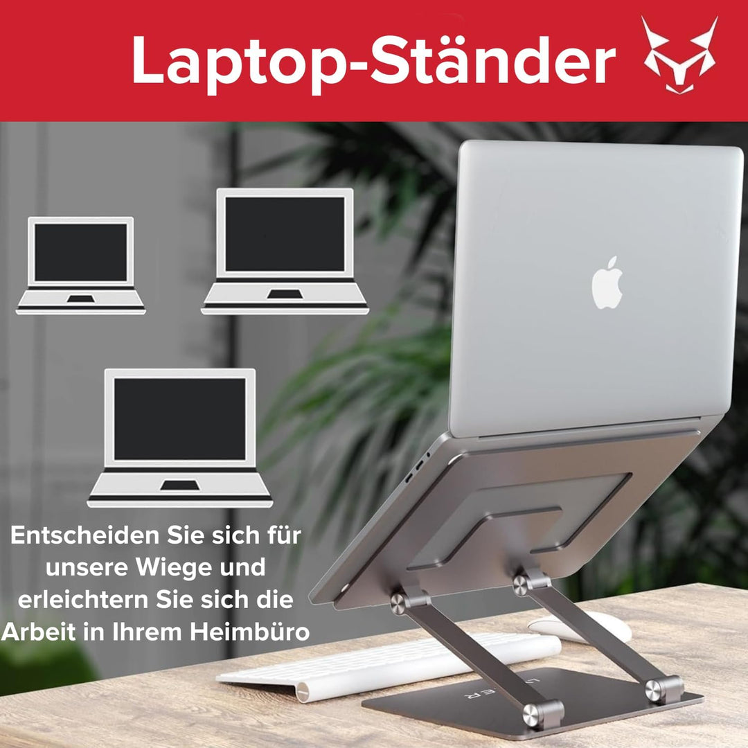 LYNXER Laptop Ständer Höhenverstellbar, Faltbarer Laptop Stand, ergonomischer und belüfteter Möbel f