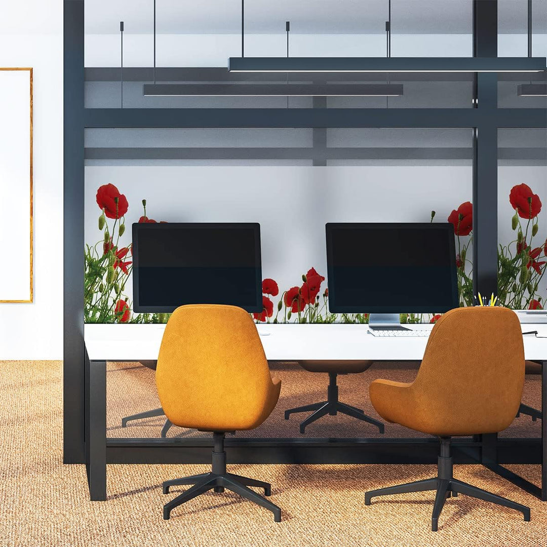 Fensterfolie, Blickdicht, Mohnblumen – Aufkleber für Fenster & Duschtür – 40 x 100 cm H40 x L100 cm