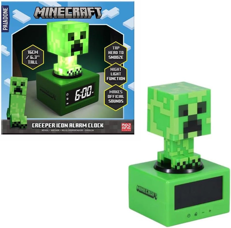 Paladone Minecraft Creeper Wecker - Offiziell Lizenziertes Icon mit Minecraft Musik & Nachtlicht für