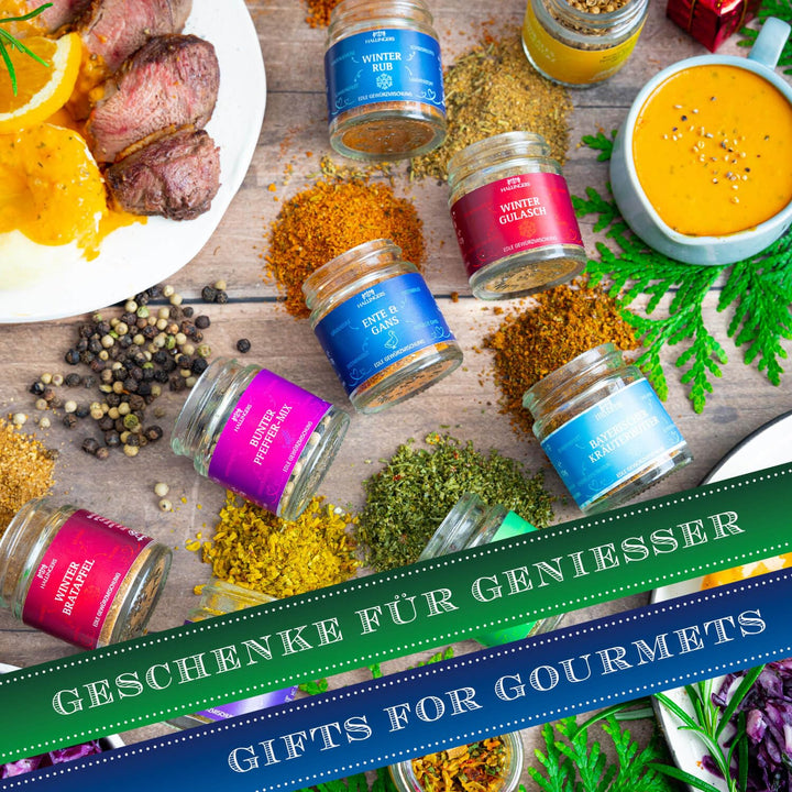 Hallingers Nostalgische Altstadt - Gewürz Adventskalender handmade, 24 Gewürze aus aller Welt (Set)