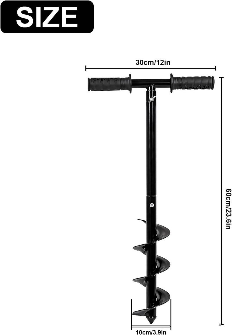 EUNEWR Handerdbohrer Garten Erdlochbohrer,Schnecken Spiralbohrer mit Griff,Fachmann Erdbohrer Metall