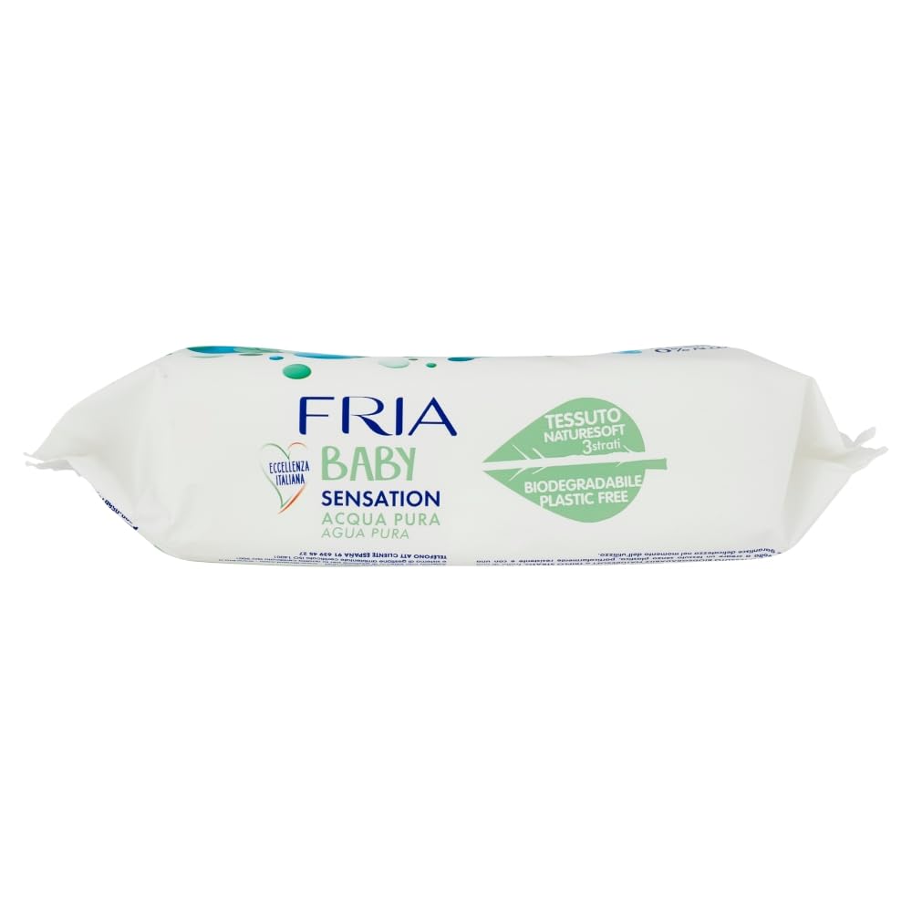 Fria Baby Sensation Reines Wasser Windelwechseltücher, Formel mit 98% gereinigtem Wasser mit Reinigu