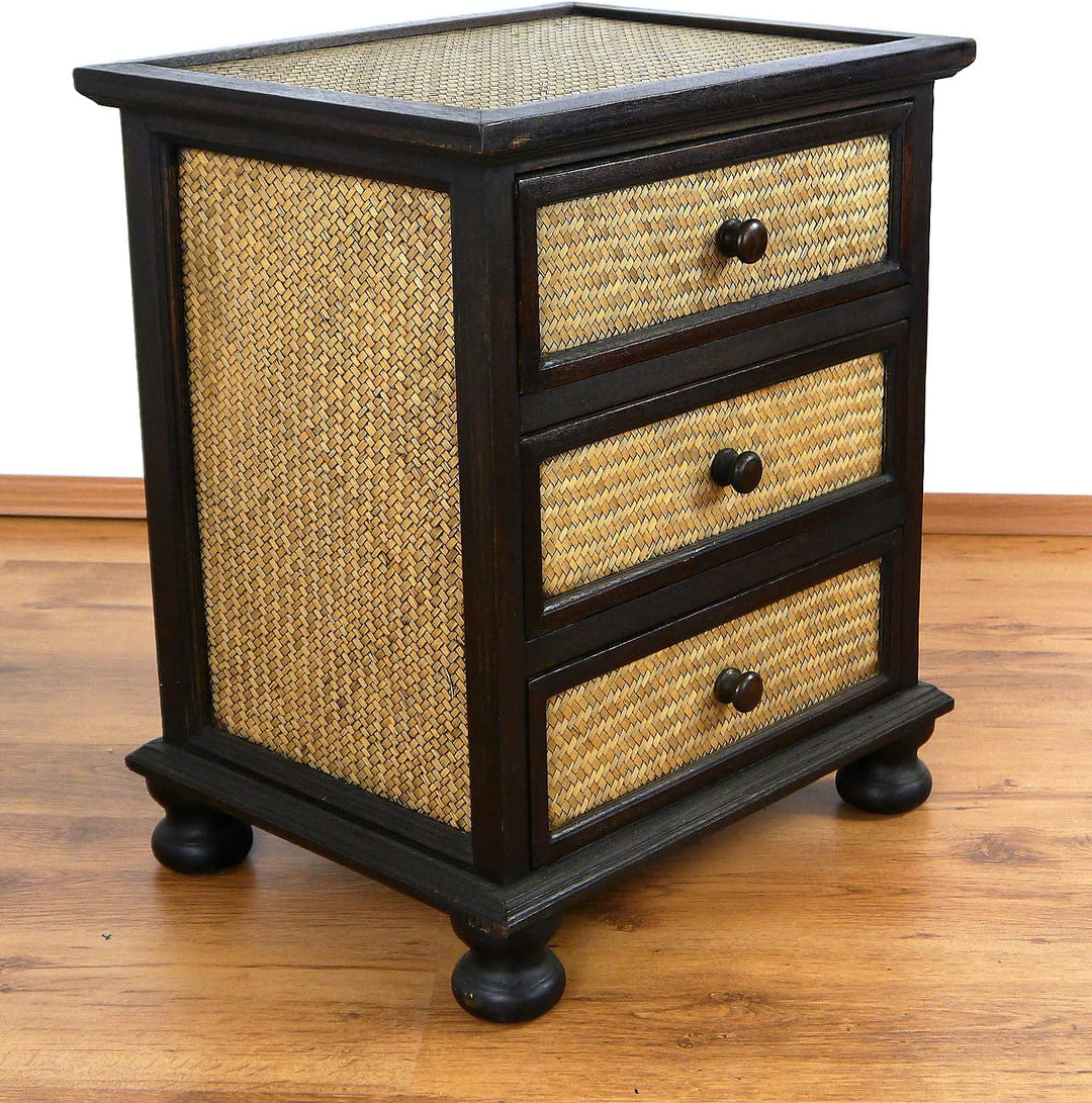 livasia Asiatischer Rattankommode, Nachtschrank, Nachtkommode (Nr.20)