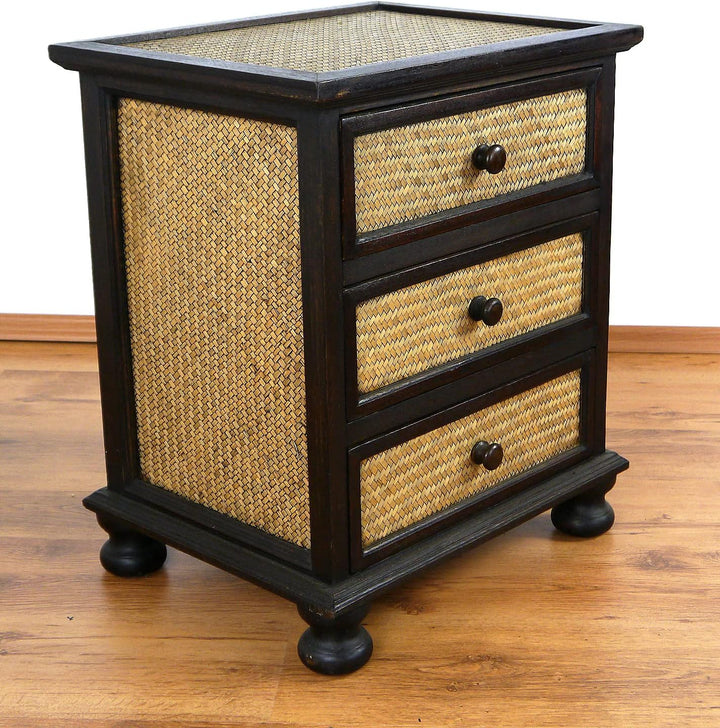 livasia Asiatischer Rattankommode, Nachtschrank, Nachtkommode (Nr.20)