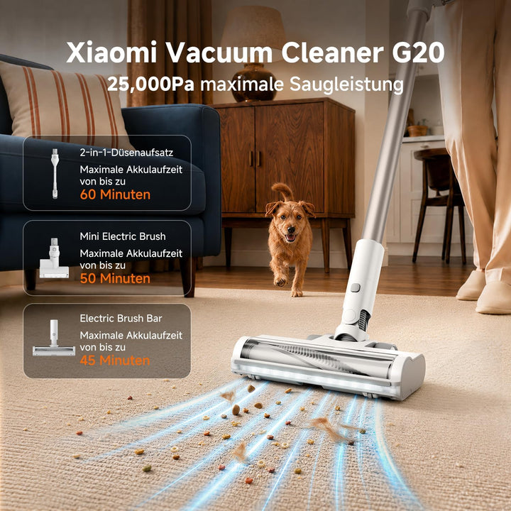 Xiaomi Vacuum Cleaner G20 – Leistungsstarker 150AW Akku-Staubsauger mit LED-Suchscheinwerfer, 12-Zyk