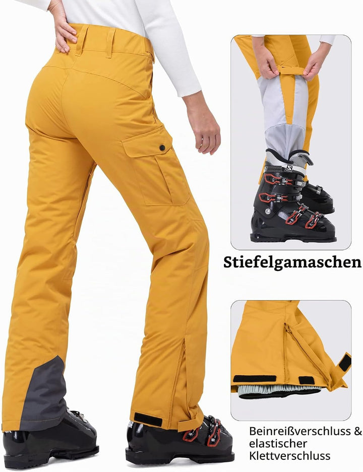 33,000ft Damen Skihose Outdoorhose Wasserdicht Winddichte Softshellhose Warme Gefütterte Thermohose