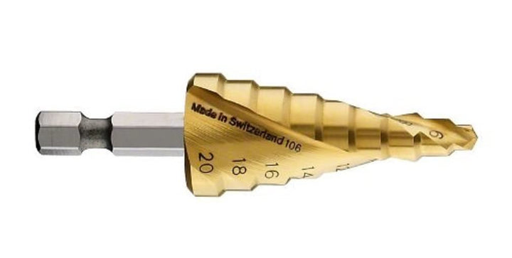Bosch Professional Stufenbohrer HSS-TiN mit 1/4"-Sechskantschaft (Ø 4-20 mm, 9 Stufen, Zubehör für B