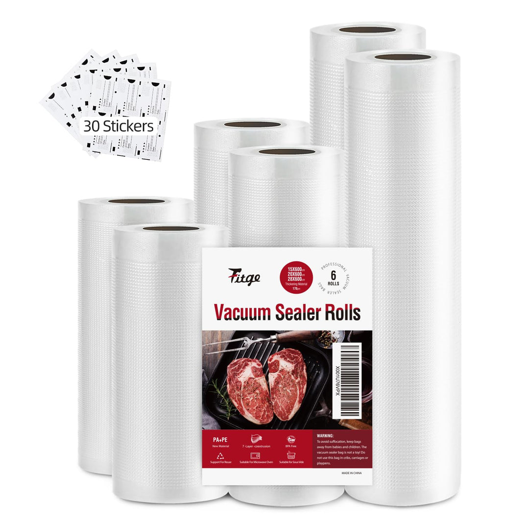 Fitge Vakuumierbeutel 170µm 15/20/28x600 cm 6 Rollen für alle Vakuumiergeräte Vakuumrollen für Leben