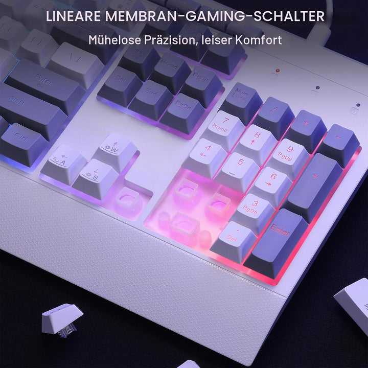 Redragon S151 Gaming-Tastatur- und Maus-Kombination, 104 Tasten K525 kabelgebundene RGB-Membrantasta